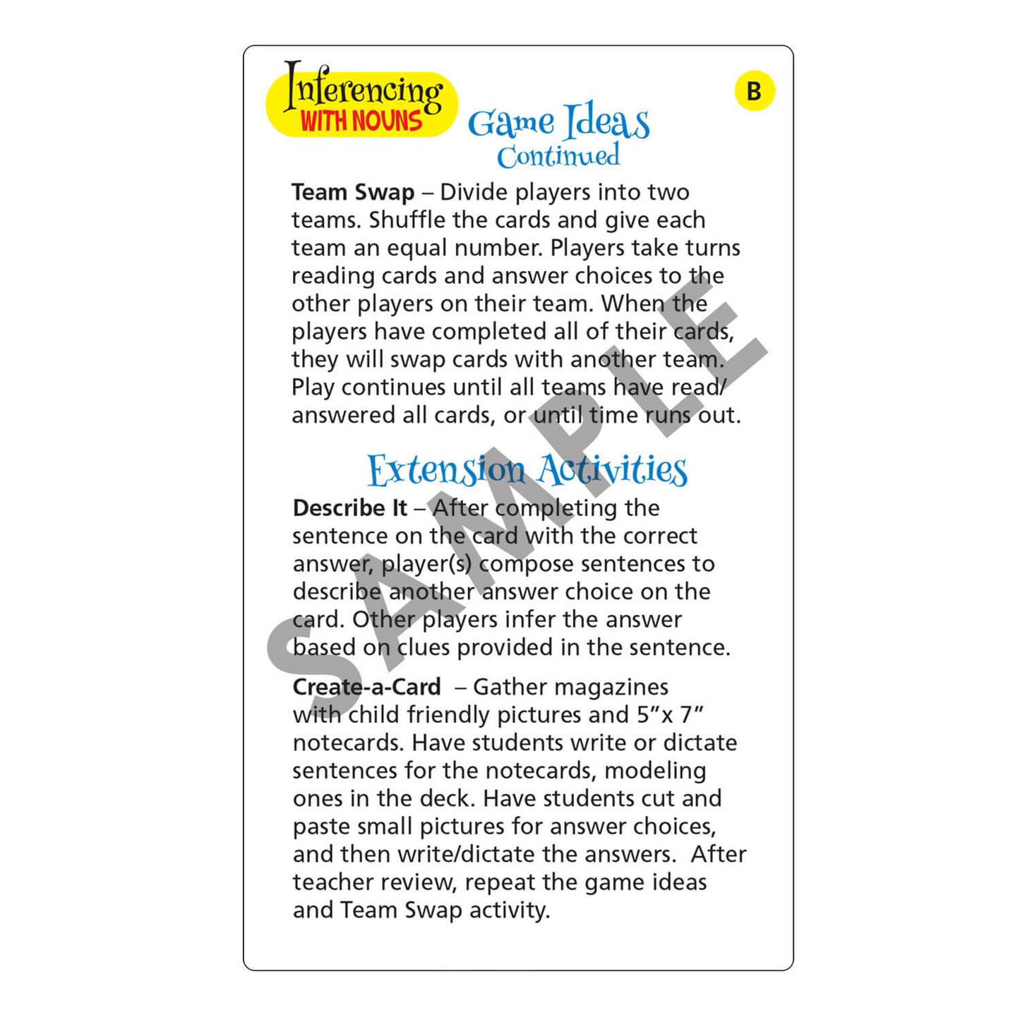 Inferencing with Nouns Cards
