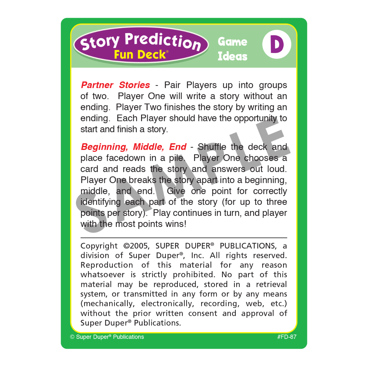 Story Prediction Fun Deck