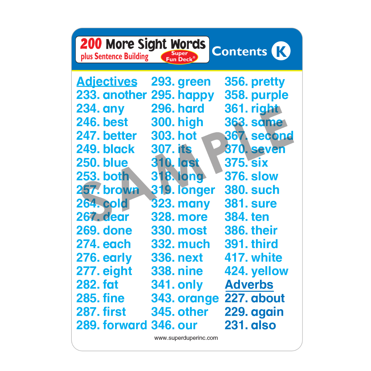 200 More Sight Words Super Fun Deck