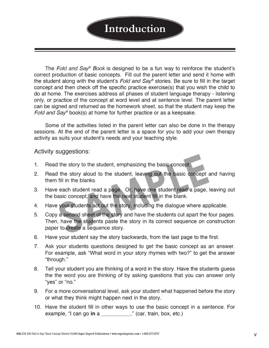 208 Fold and Say Basic Concept Stories