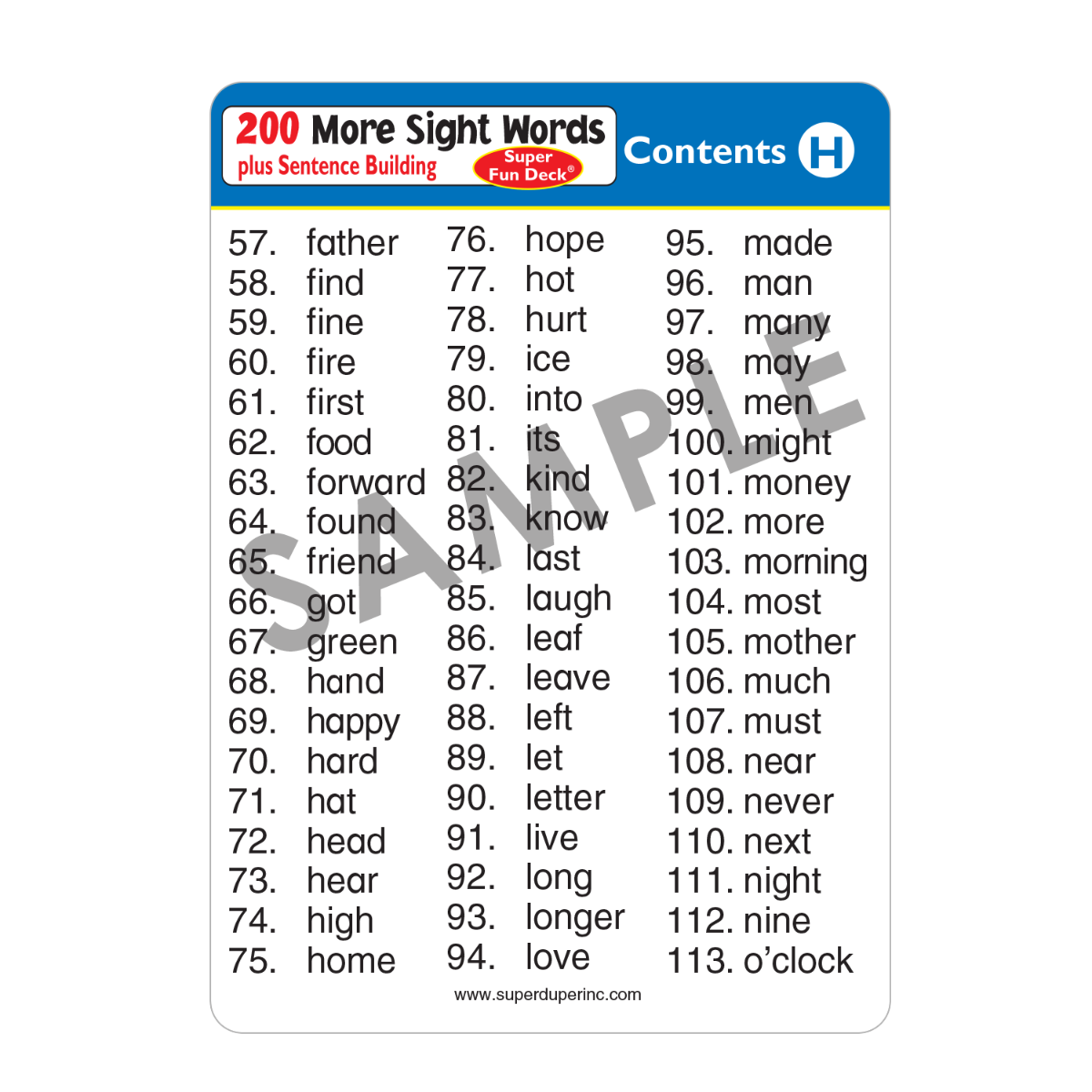 200 More Sight Words Super Fun Deck