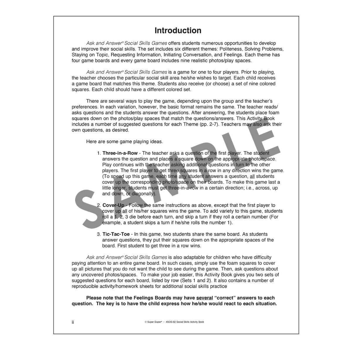 Ask and Answer Social Skills Games