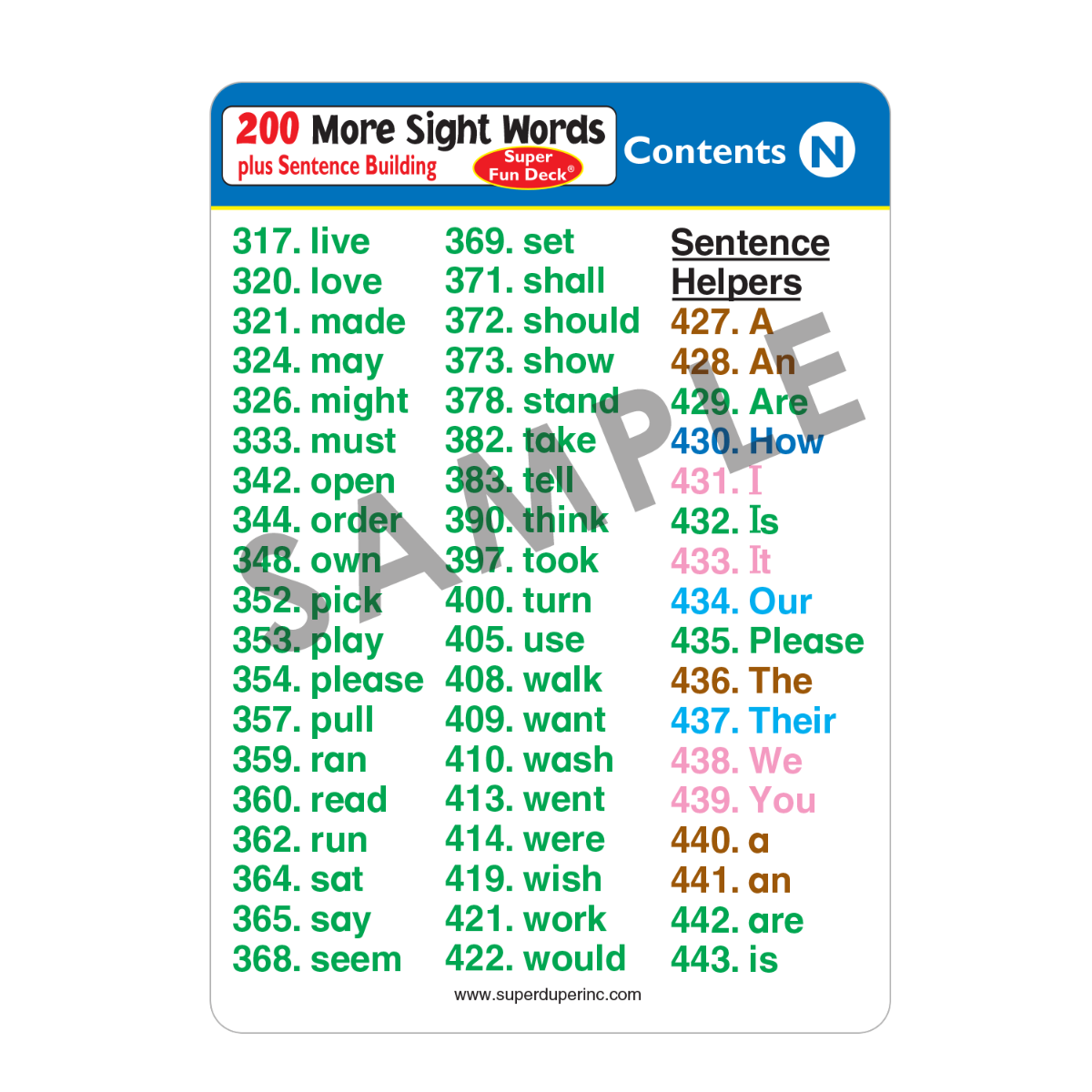 200 More Sight Words Super Fun Deck