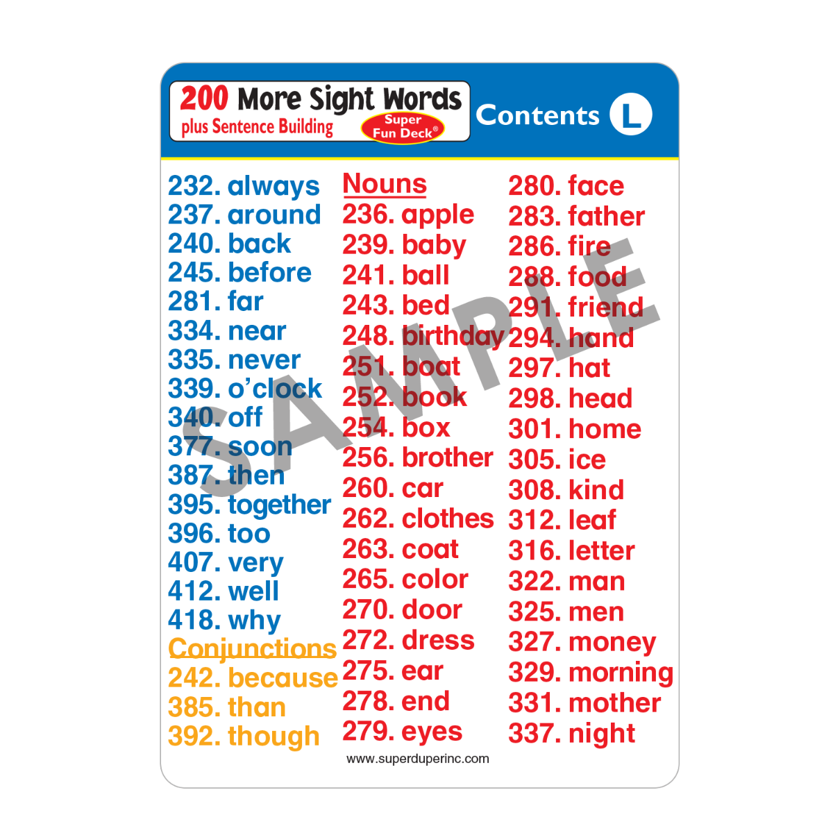 200 More Sight Words Super Fun Deck