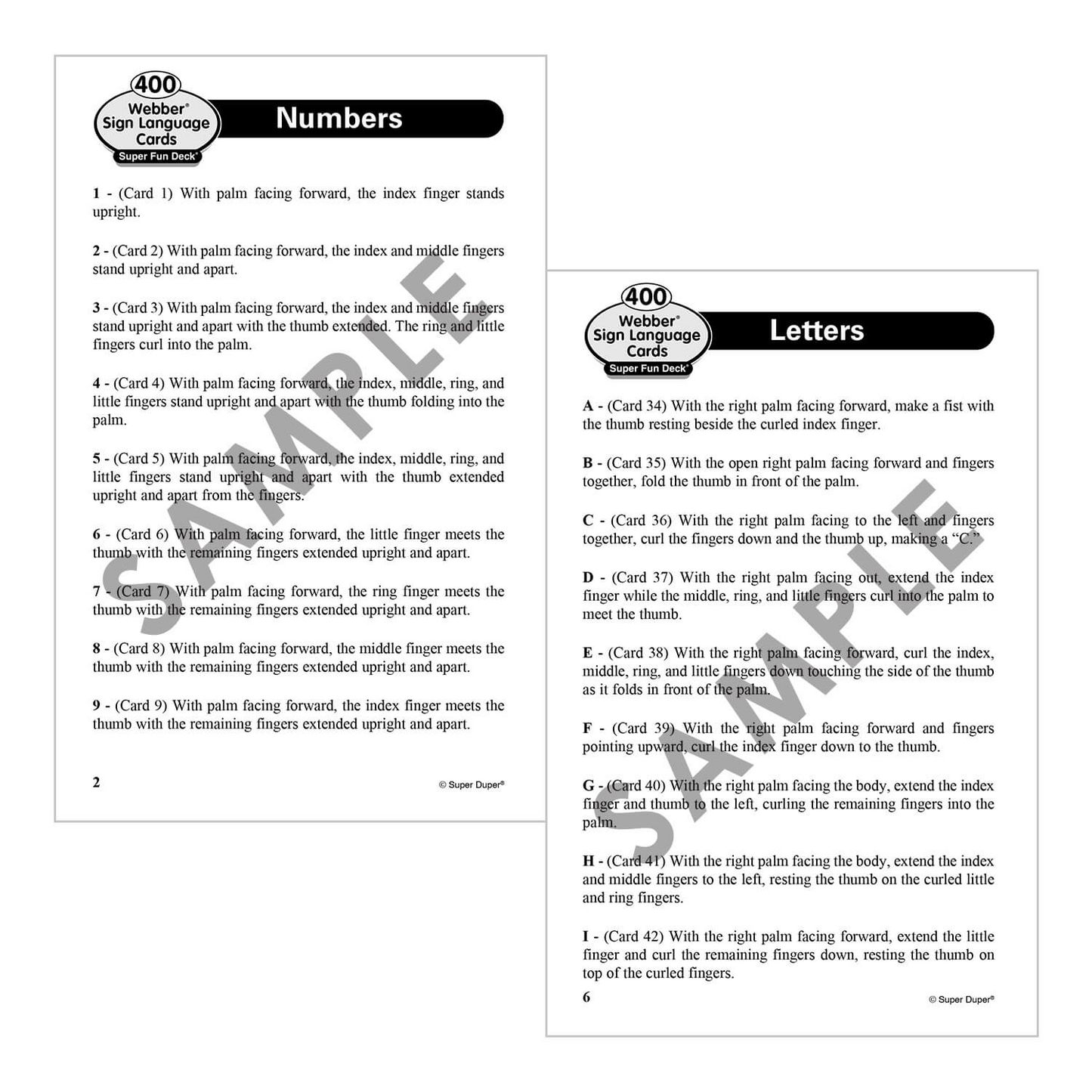 400 Webber Sign Language Cards Super Fun Deck