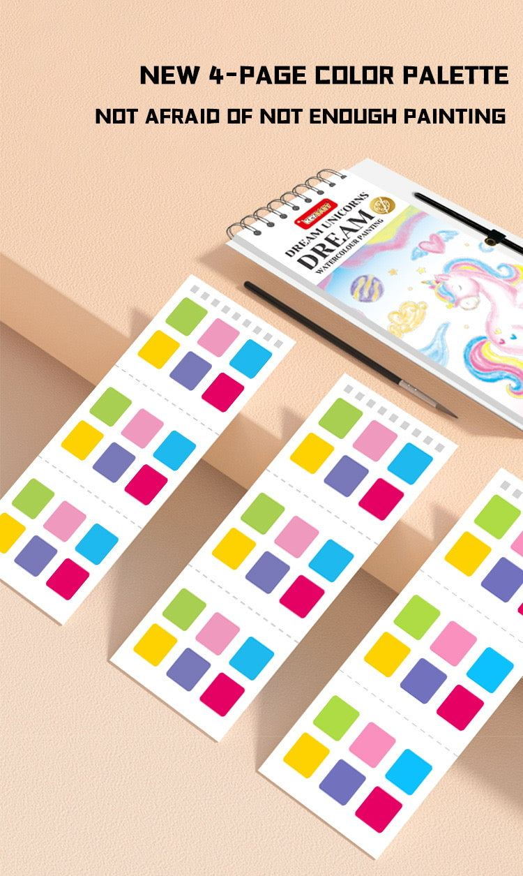Watercolor Coloring Book Bookmark – with Brush (Multi-Page, 5 Designs)