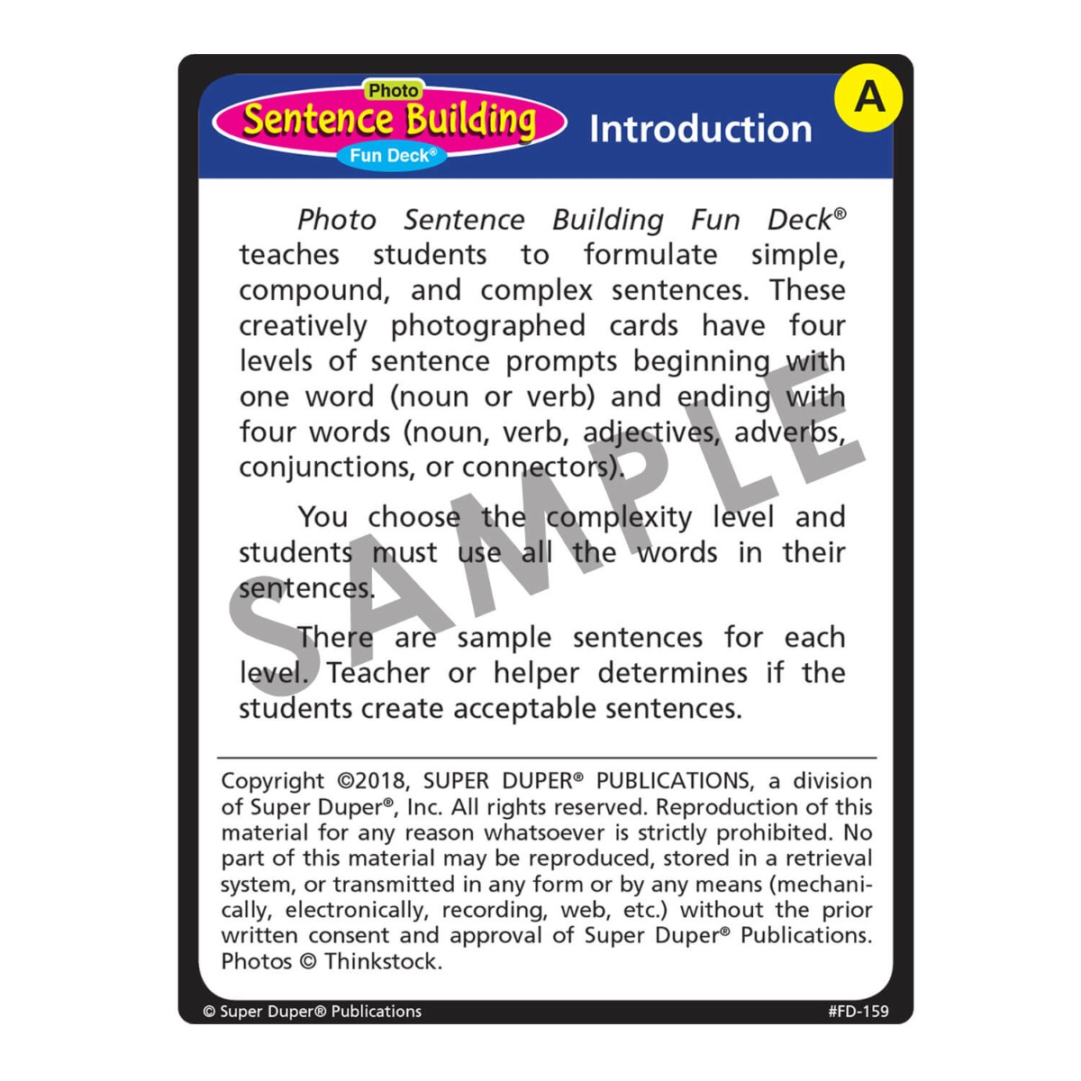 Photo Sentence Building Fun Deck