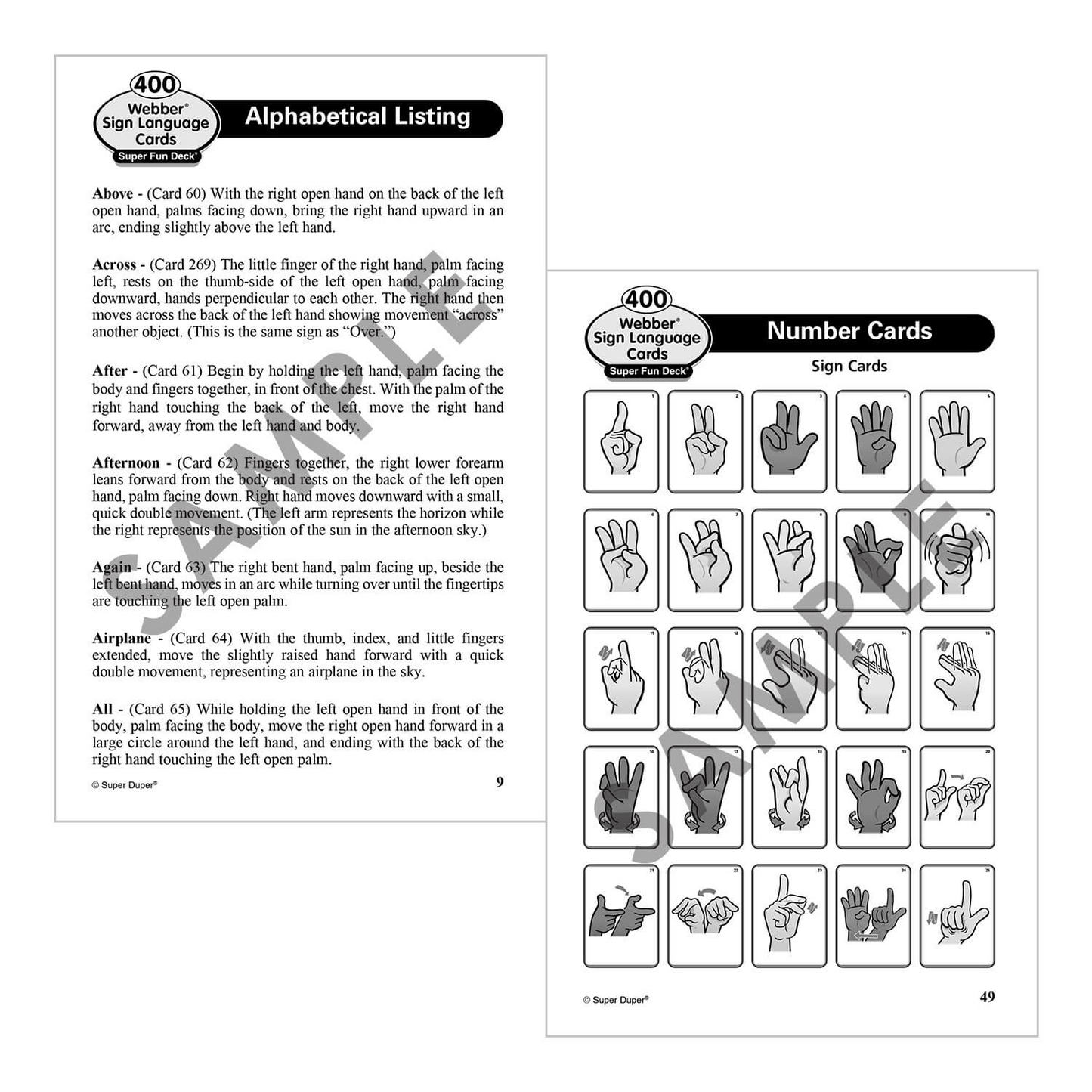 400 Webber Sign Language Cards Super Fun Deck