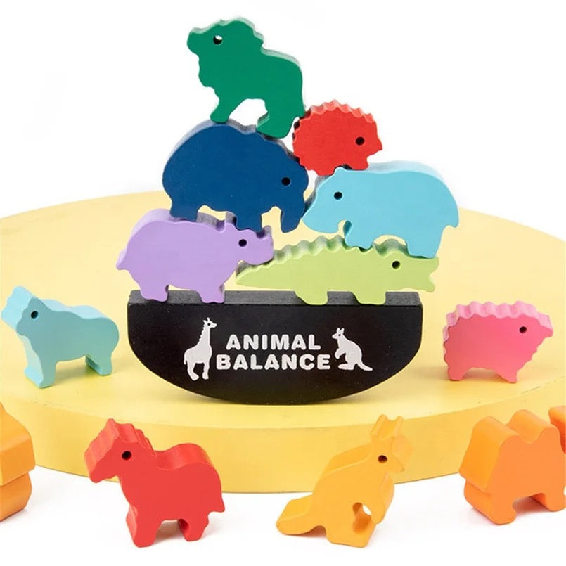 Wooden Animal Balance and Stacking Blocks