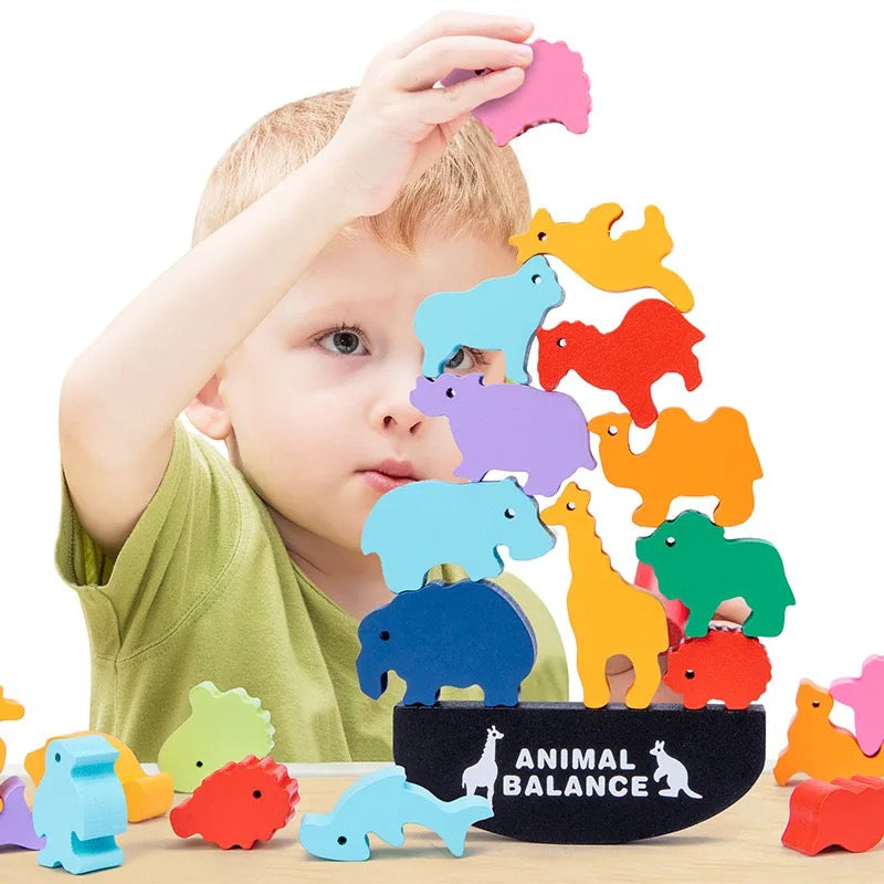 Wooden Animal Balance and Stacking Blocks