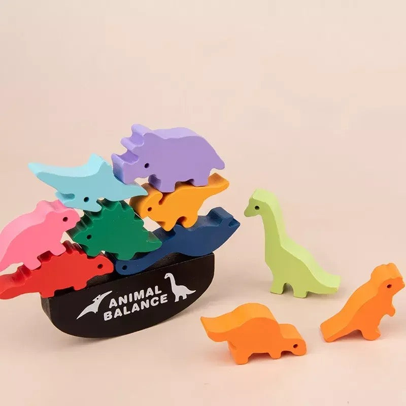 Wooden Animal Balance and Stacking Blocks