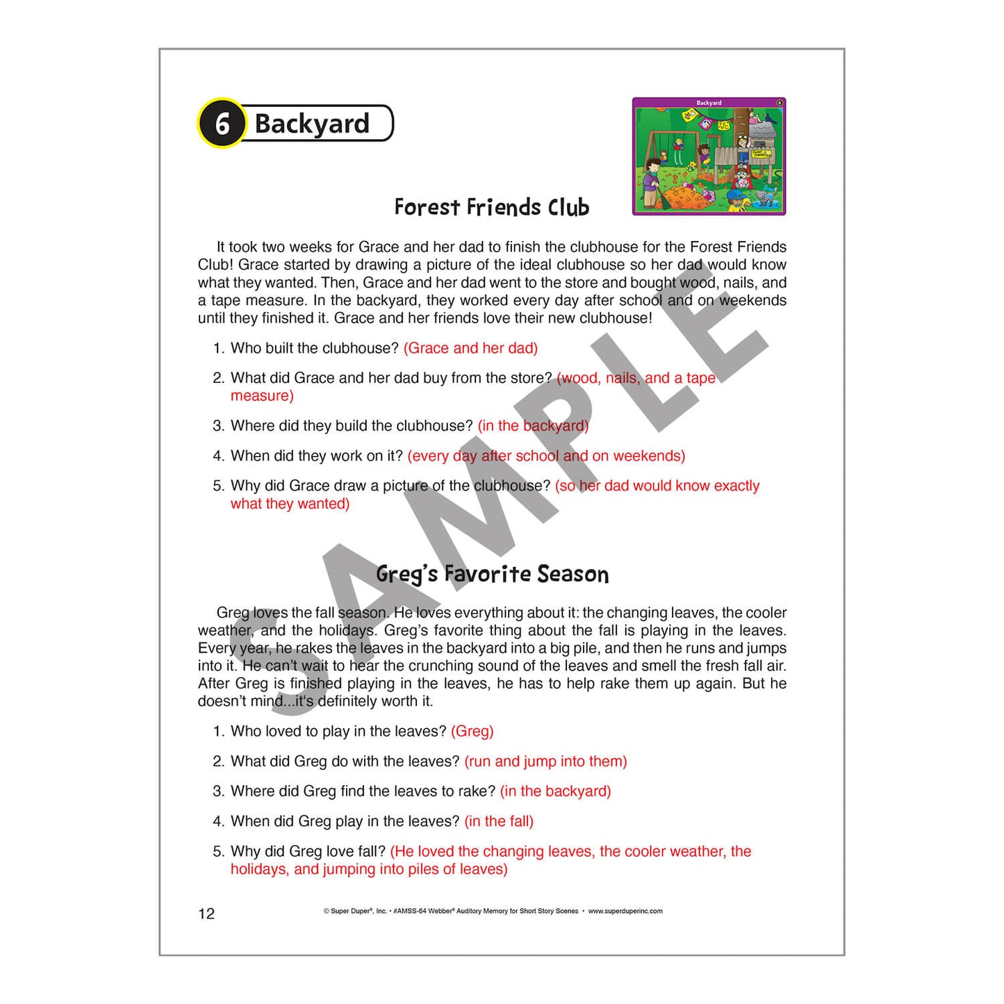 Webber Auditory Memory for Short Story Scenes