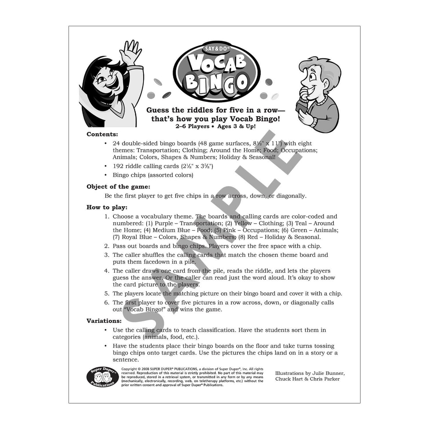 Say and Do Vocab Bingo