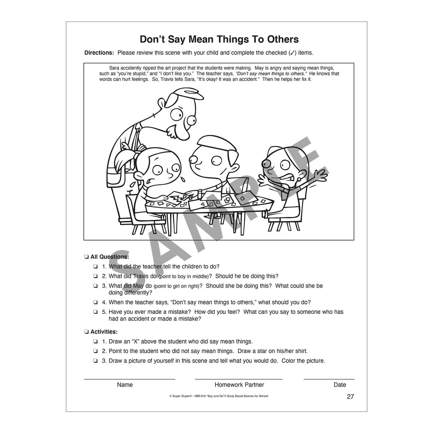 Say and Do Early Social Scenes for School