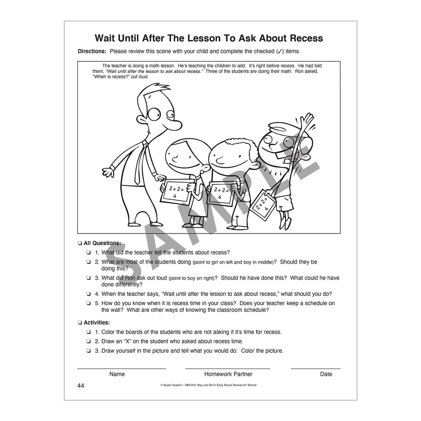 Say and Do Early Social Scenes for School