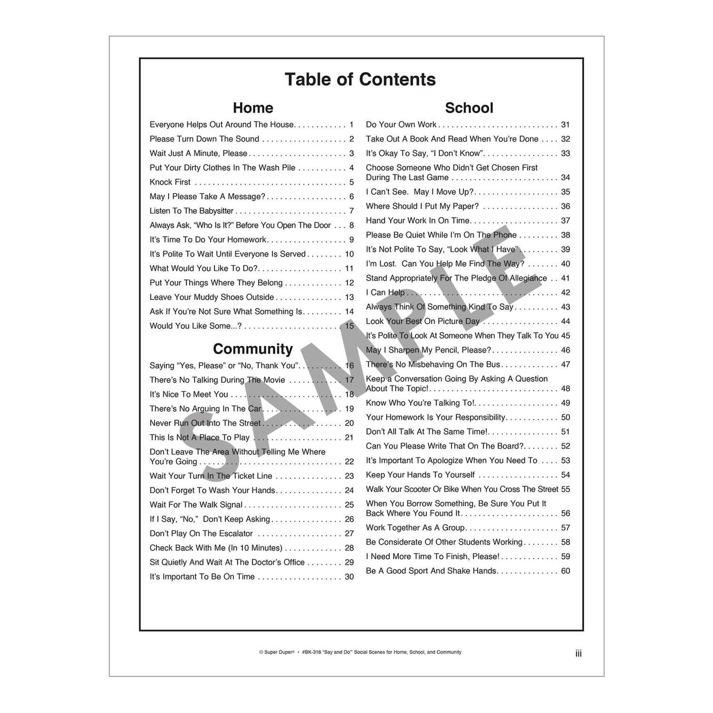 Say and Do Social Scenes for Home, School and Community