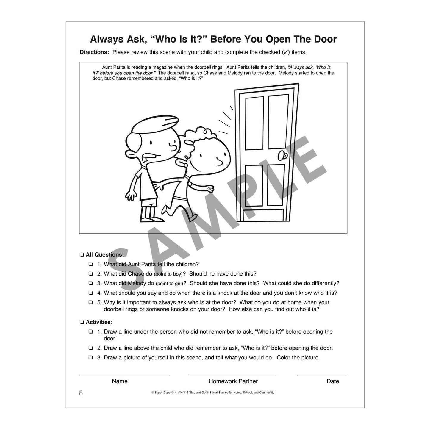 Say and Do Social Scenes for Home, School and Community