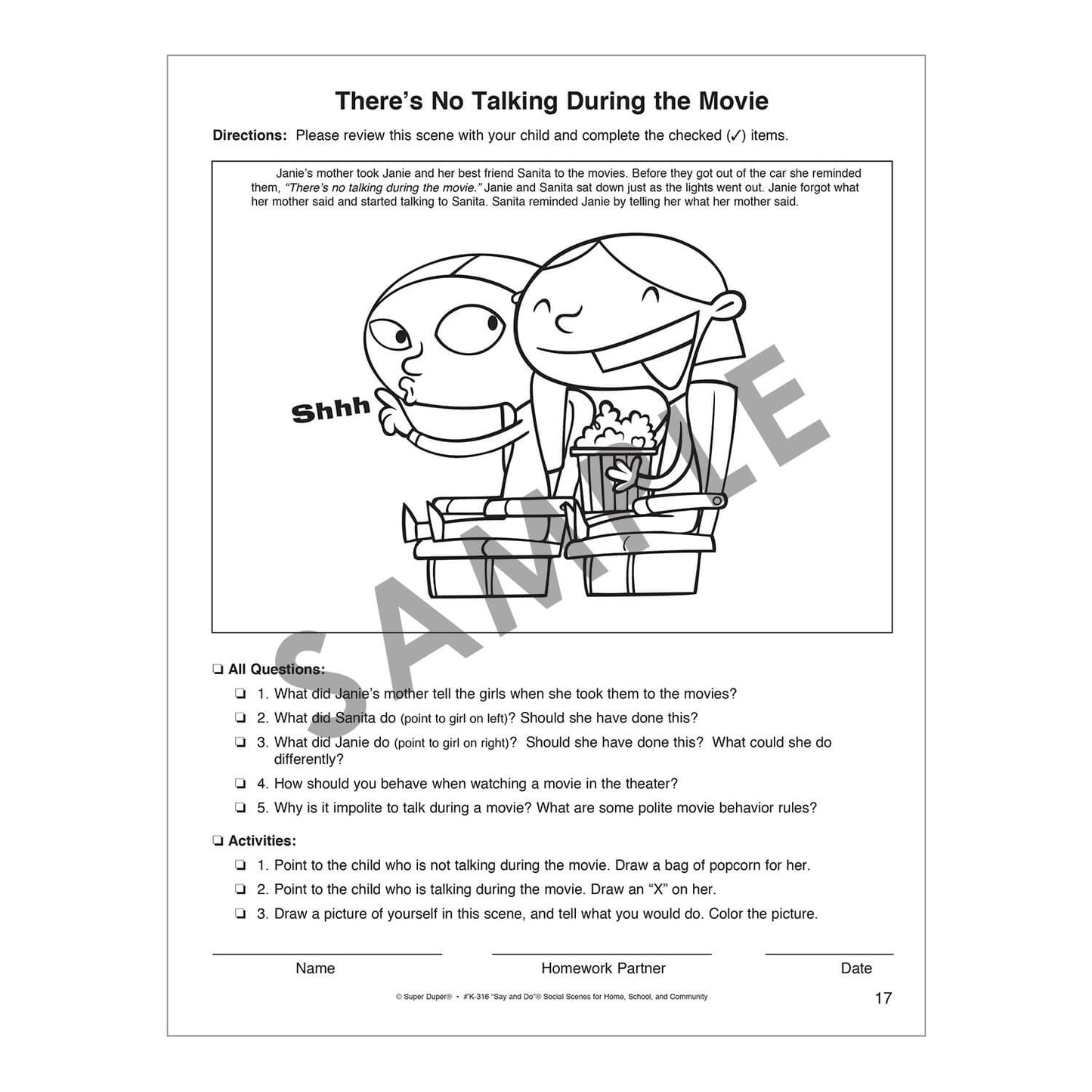 Say and Do Social Scenes for Home, School and Community
