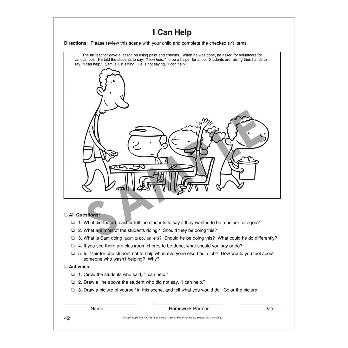 Say and Do Social Scenes for Home, School and Community
