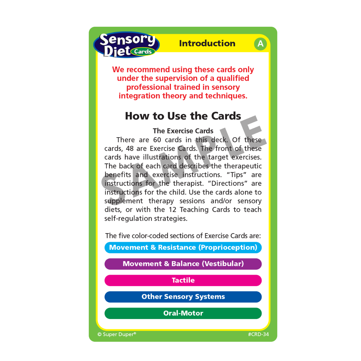 Sensory Diet Cards - 2nd Edition
