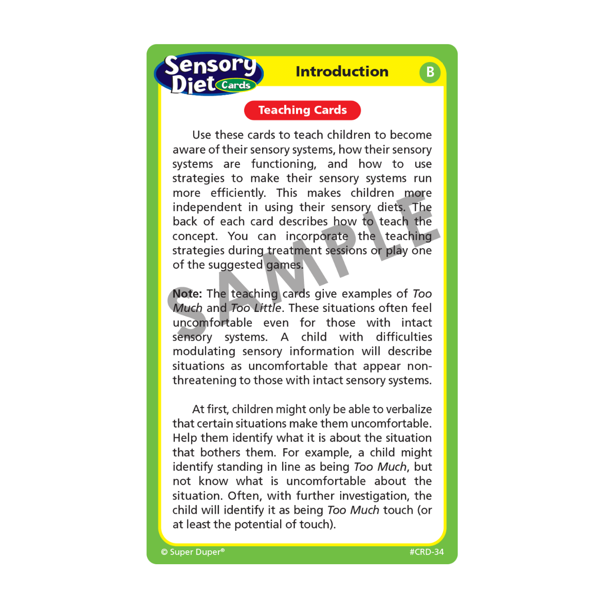 Sensory Diet Cards - 2nd Edition