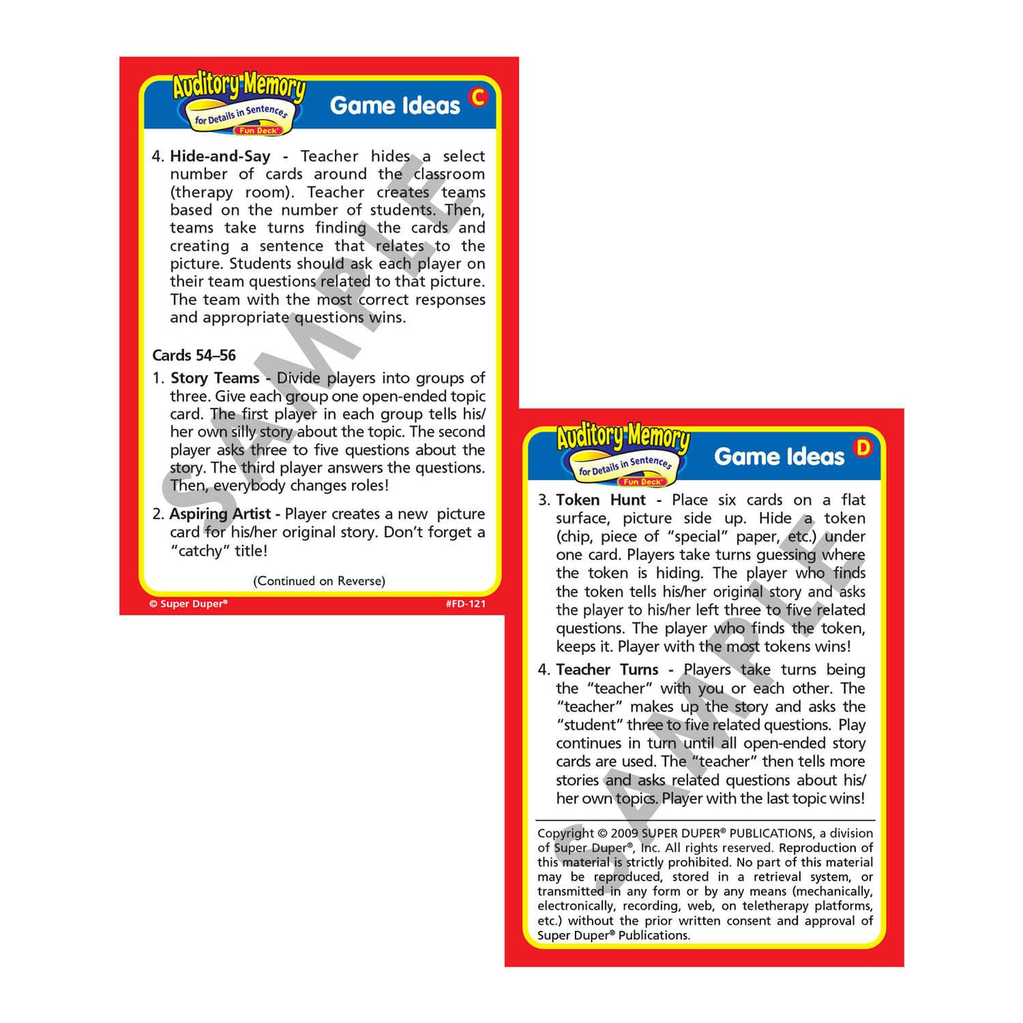 Auditory Memory for Details in Sentences Fun Deck