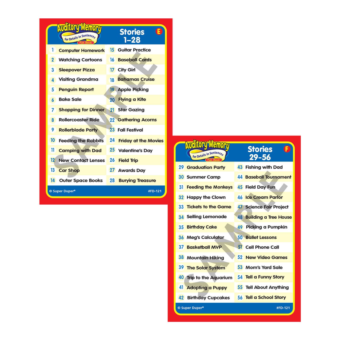 Auditory Memory for Details in Sentences Fun Deck