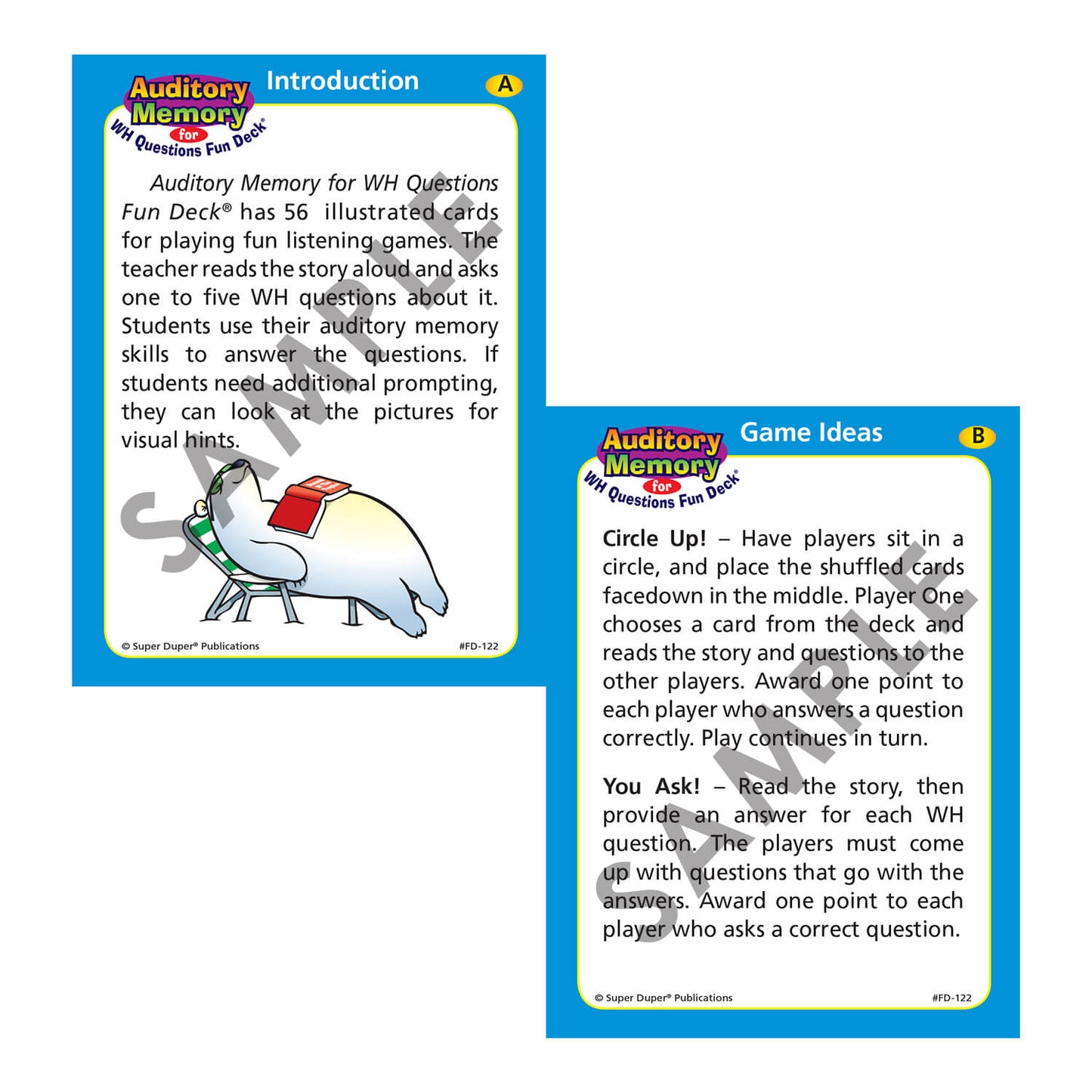 Auditory Memory for WH Questions Fun Deck