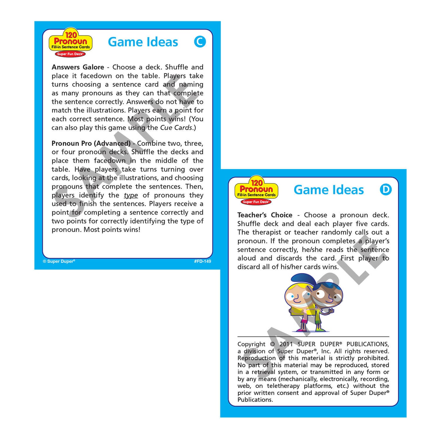 120 Pronoun Fill-in Sentence Cards Super Fun Deck