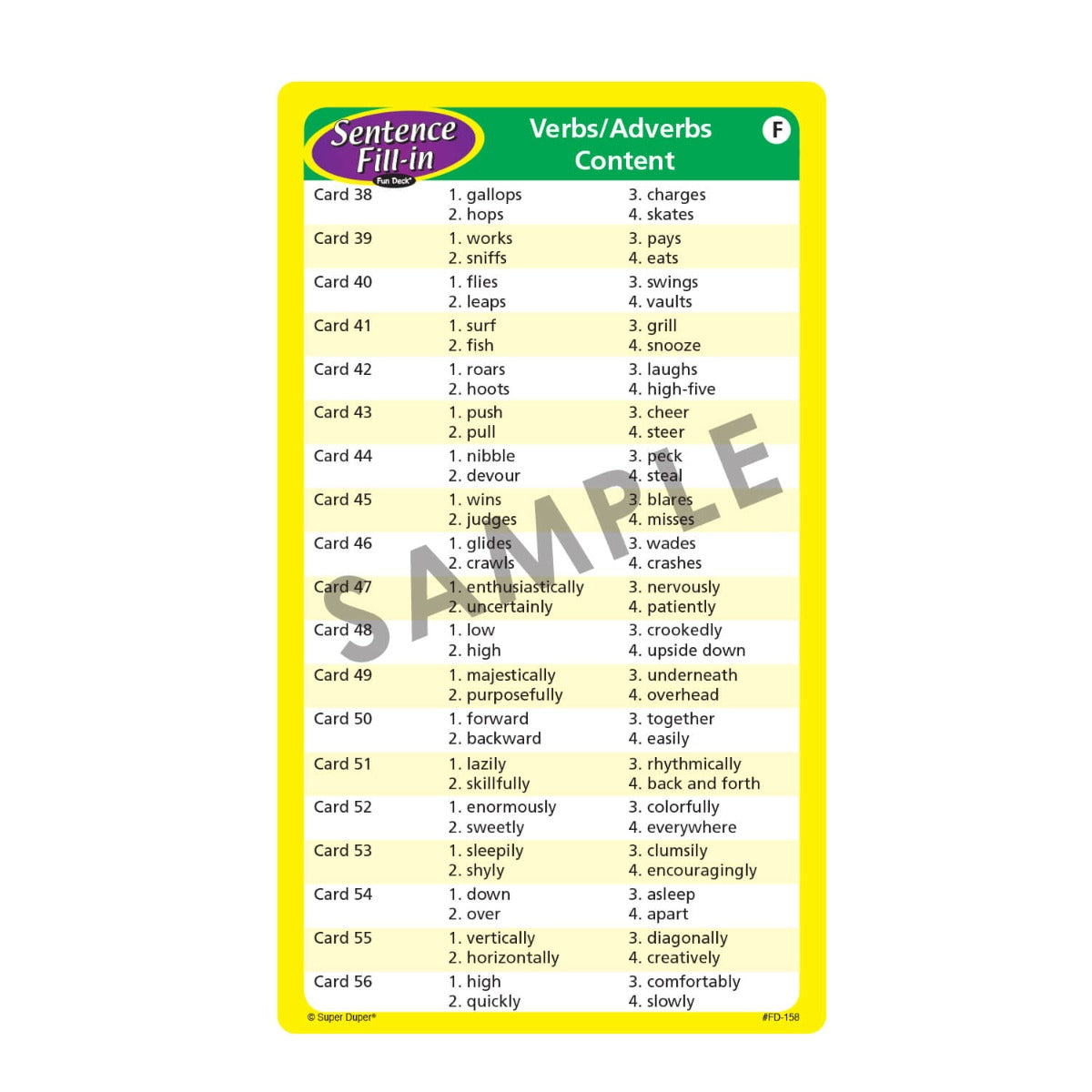 Sentence Fill-in Fun Deck