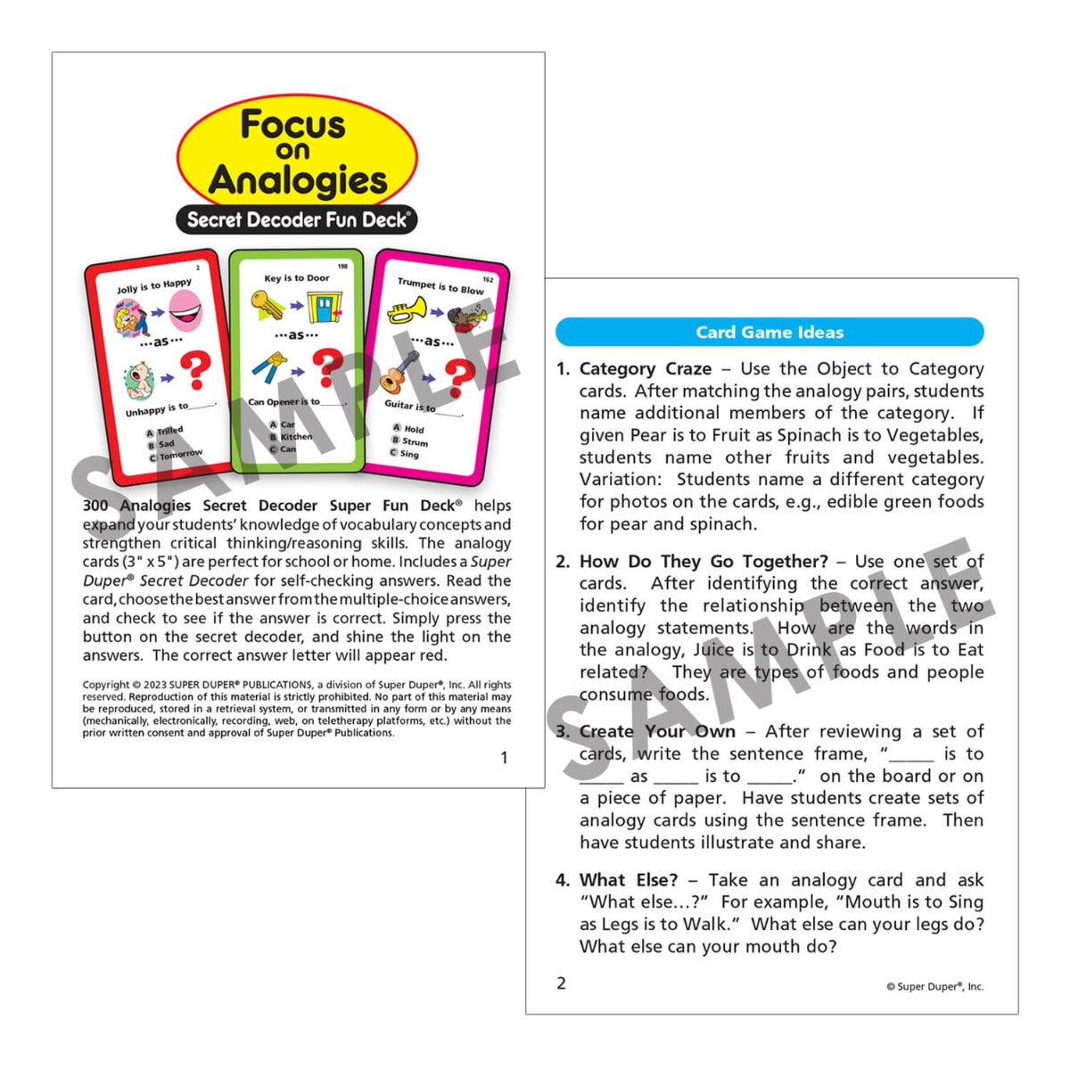 Focus on 300 Analogies Secret Decoder Fun Deck