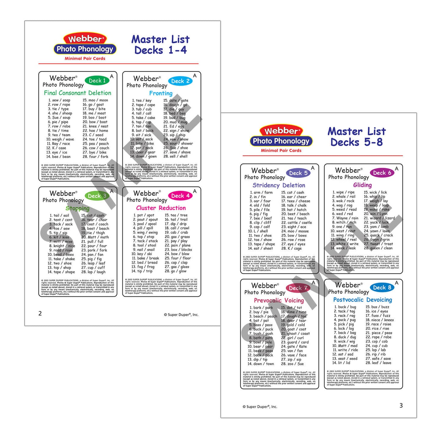 Webber Photo Phonology Minimal Pair Cards Set