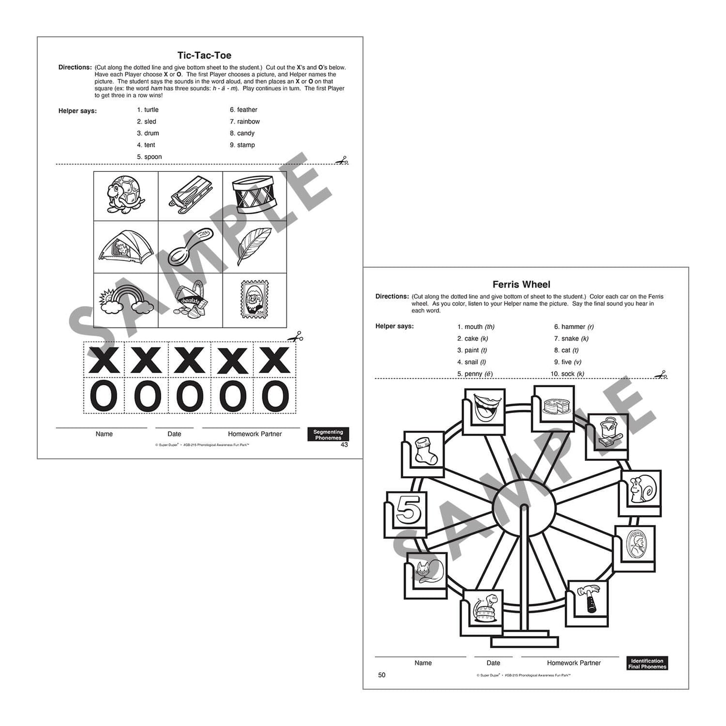 Phonological Awareness Fun Park Board Game with Electronic Spinner