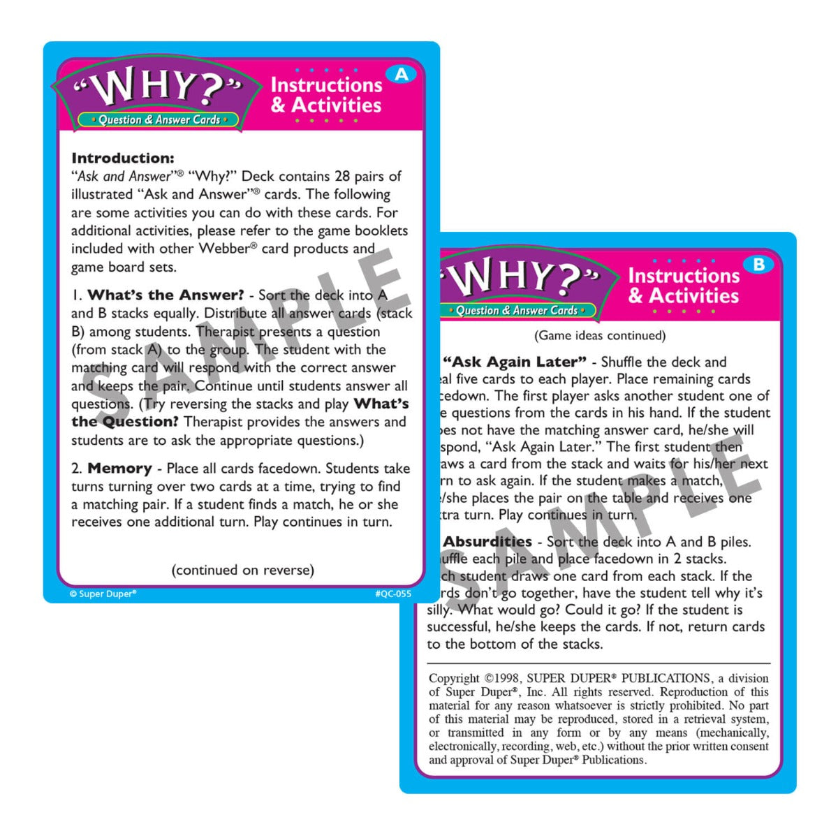 Ask and Answer WH Question Card Bundle