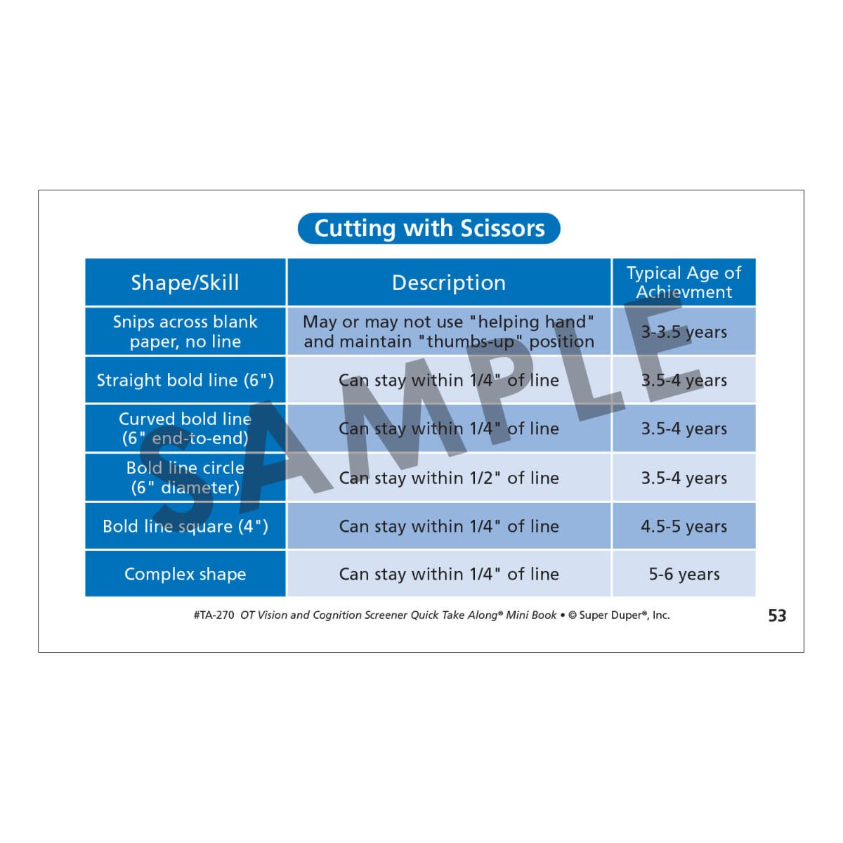 OT Vision and Cognition Screener Quick Take Along