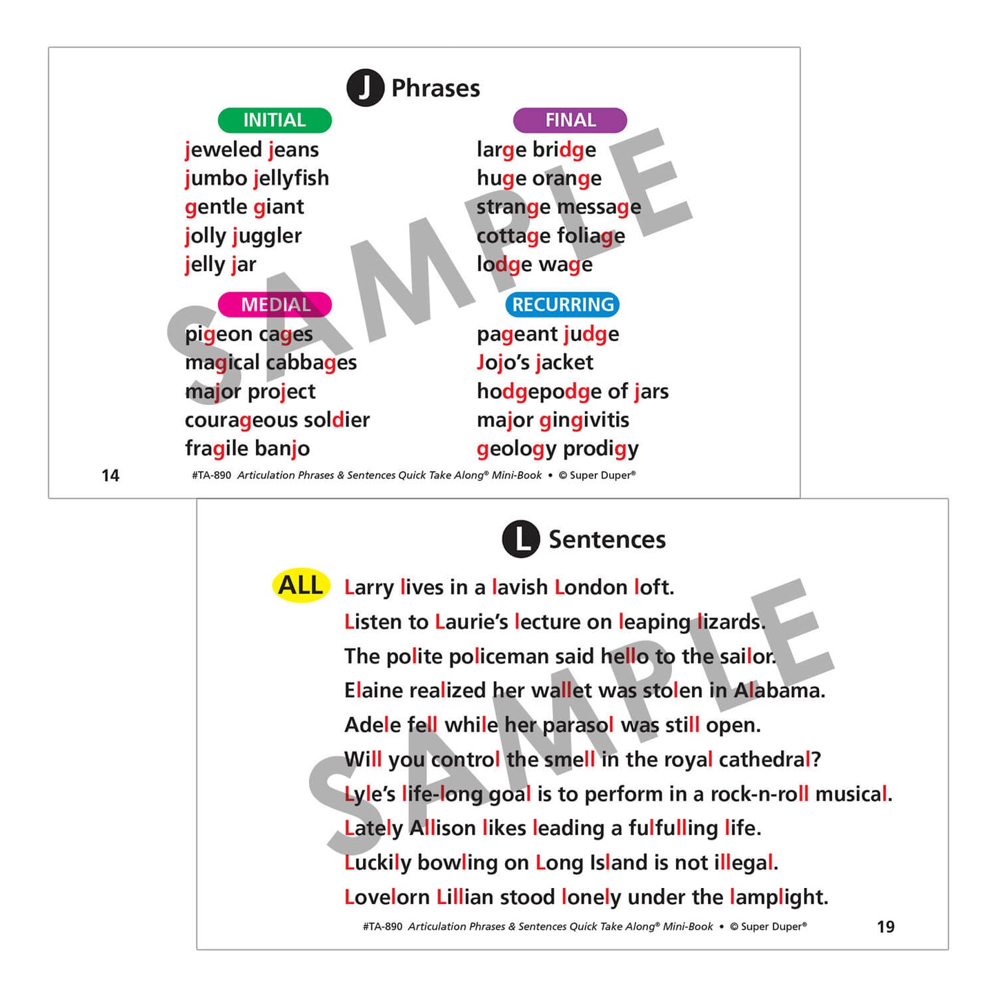 Articulation Phrases and Sentences Quick Take Along