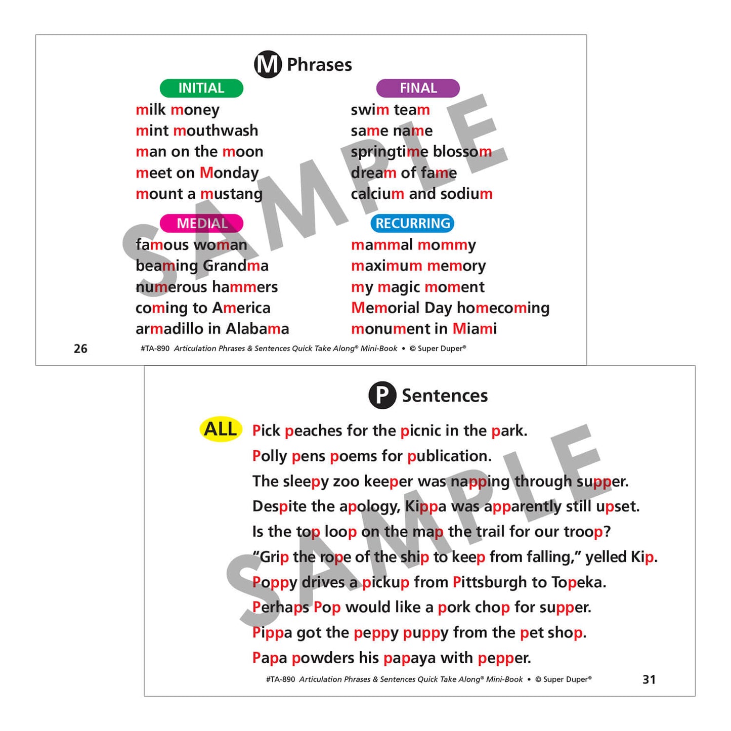 Articulation Phrases and Sentences Quick Take Along