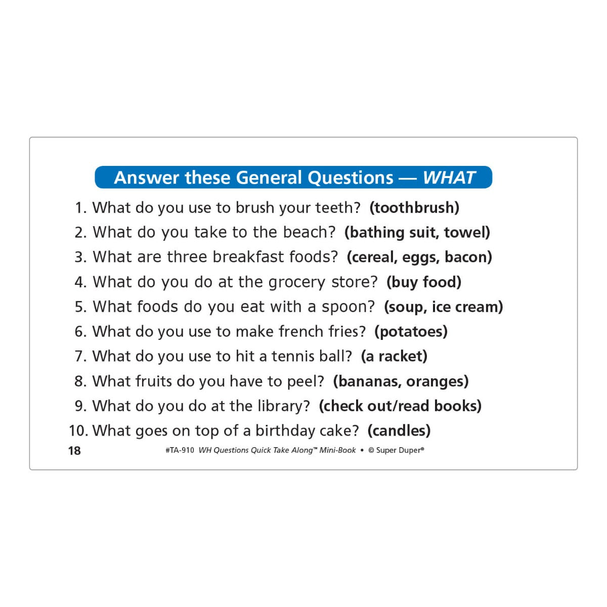 WH Questions Quick Take Along