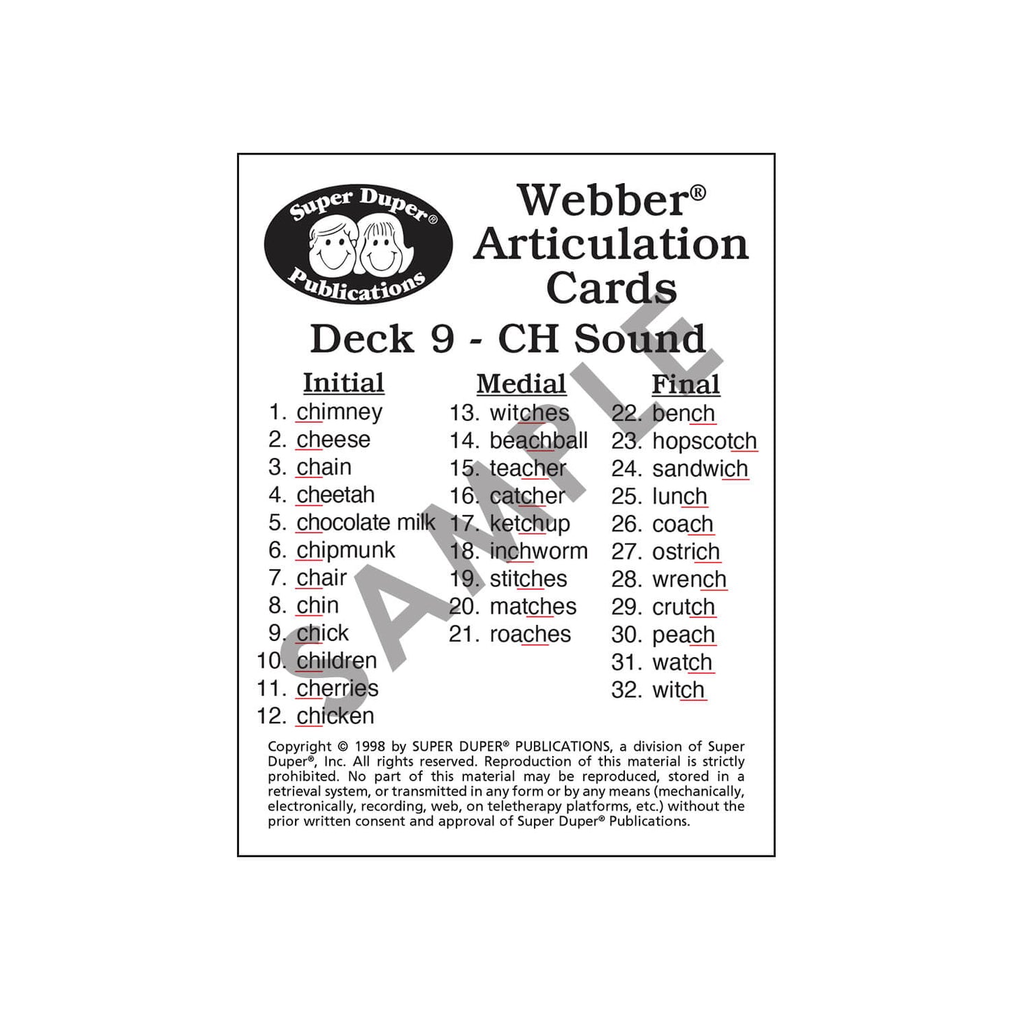 Webber Articulation Cards Bundle II (SH, CH, TH, F, V, K, G)