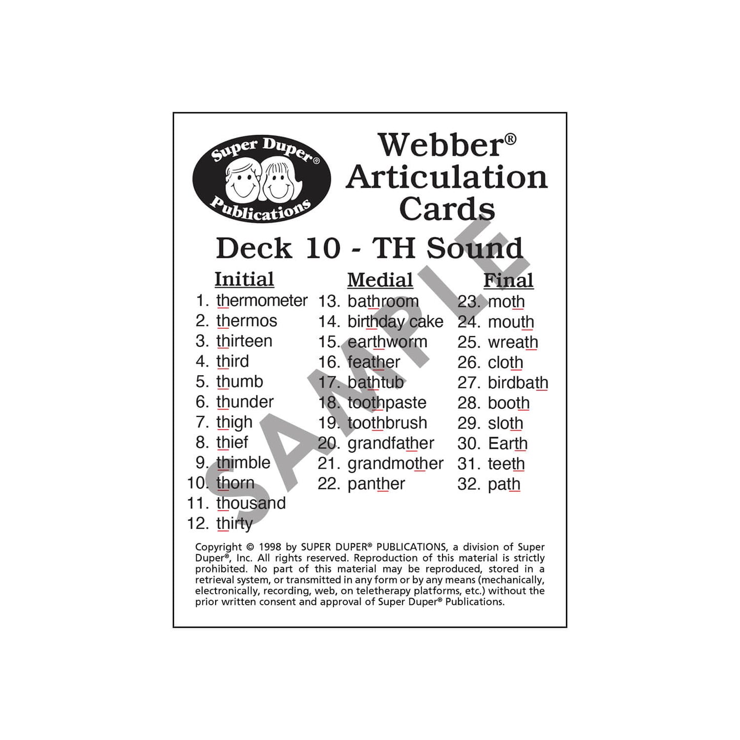 Webber Articulation Cards Bundle II (SH, CH, TH, F, V, K, G)