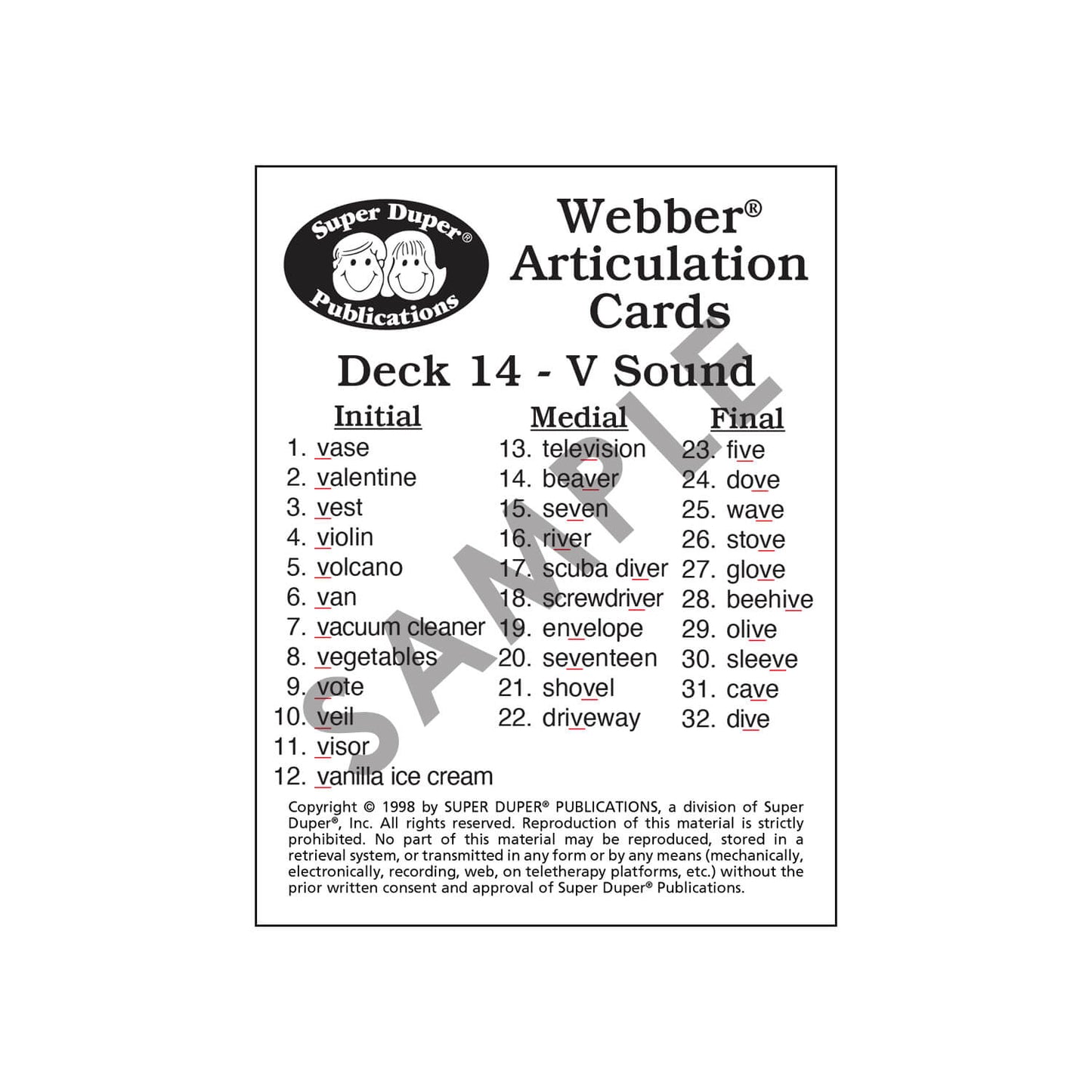 Webber Articulation Cards Bundle II (SH, CH, TH, F, V, K, G)