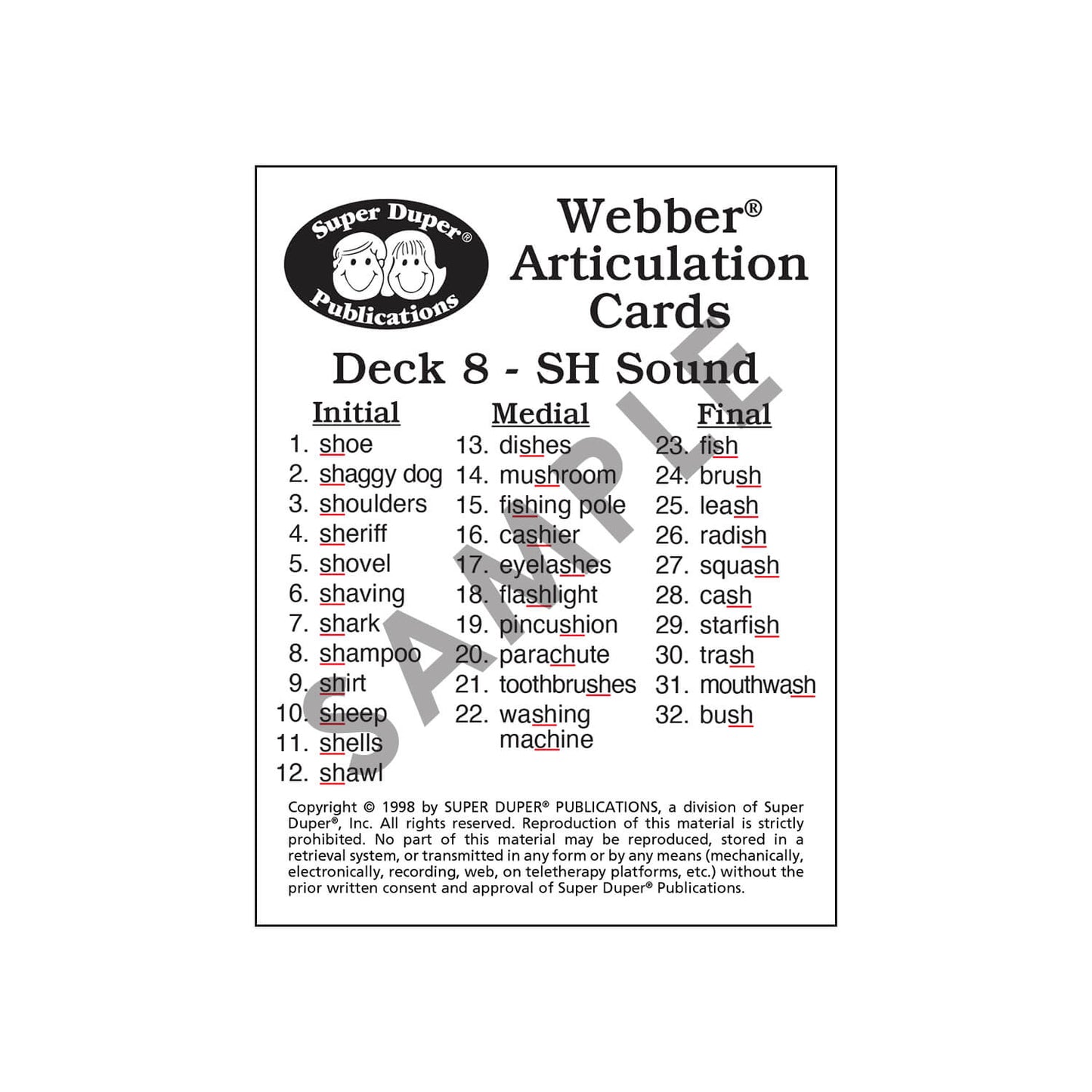 Webber Articulation Cards Bundle II (SH, CH, TH, F, V, K, G)