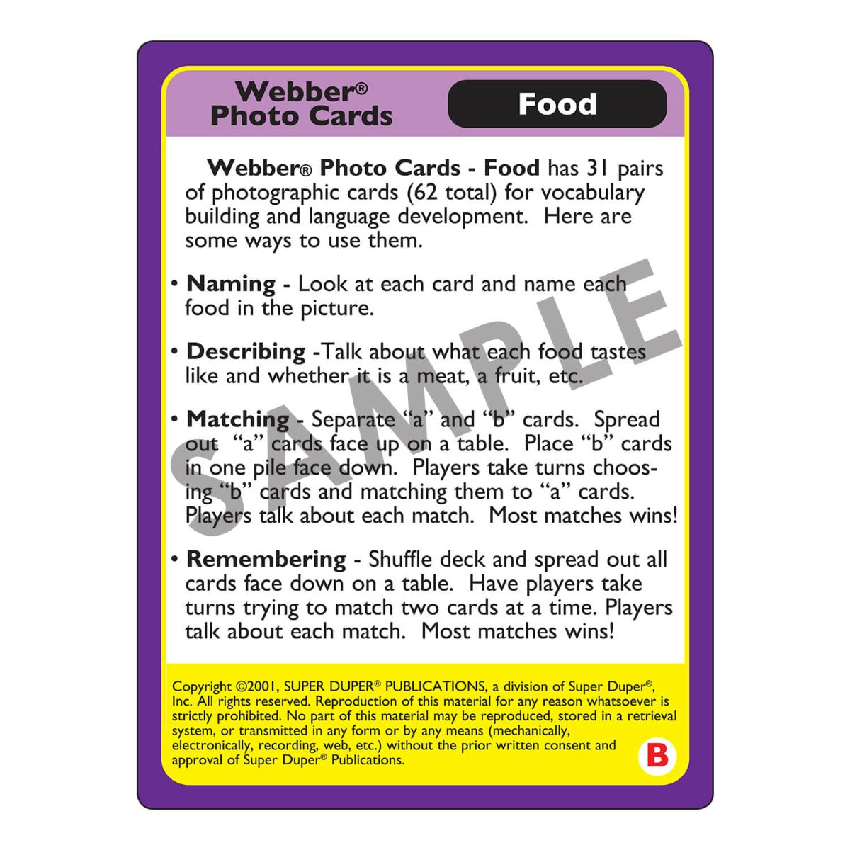 Webber Photo Cards - Food