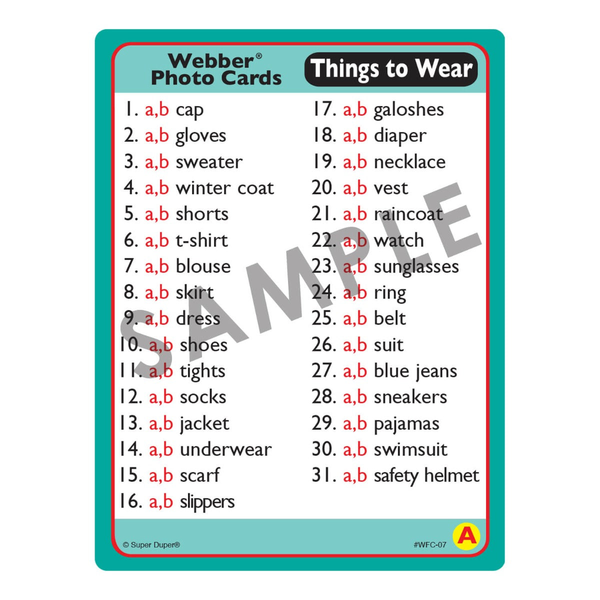 Webber Photo Cards - Things to Wear