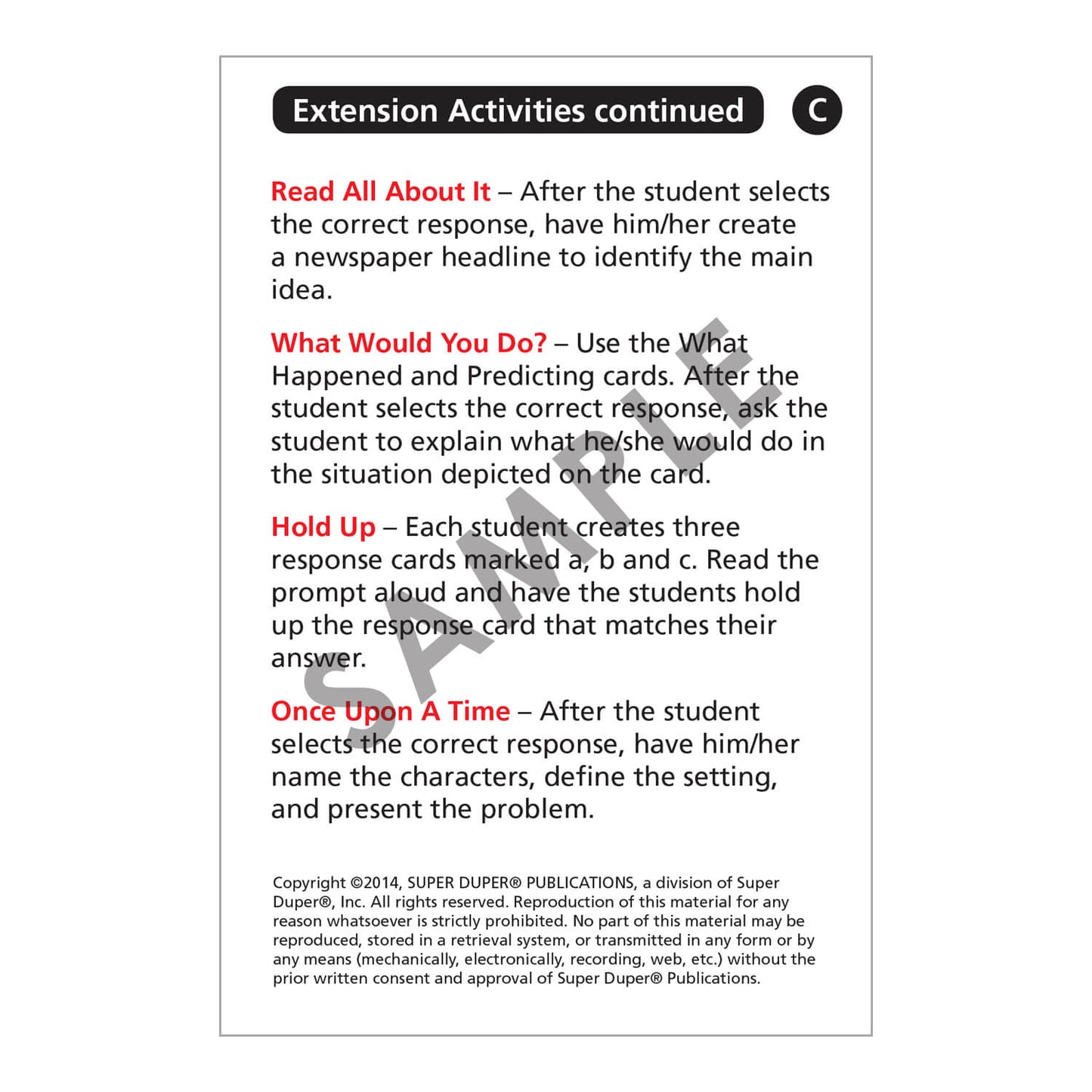 Inferences for Sentence Completion Cards