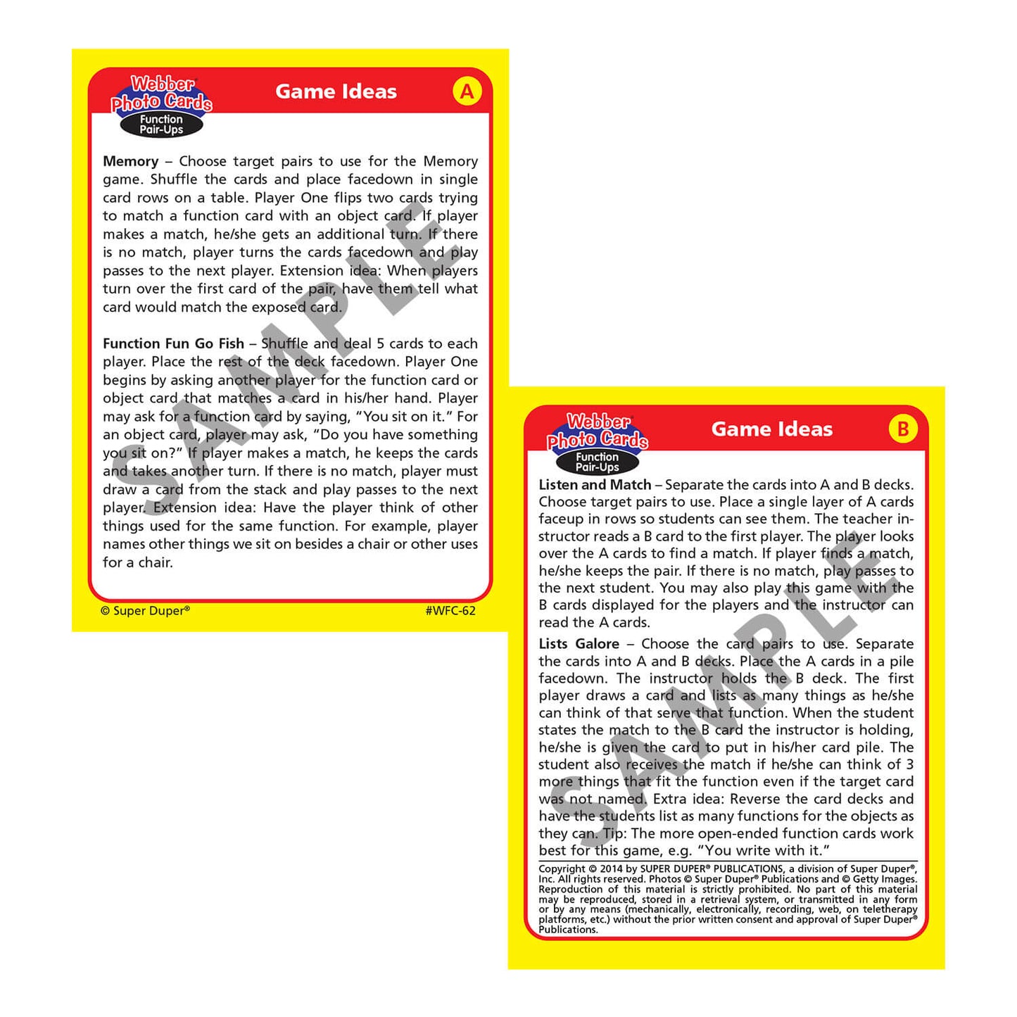 Webber Photo Cards - Functional Pair-Ups