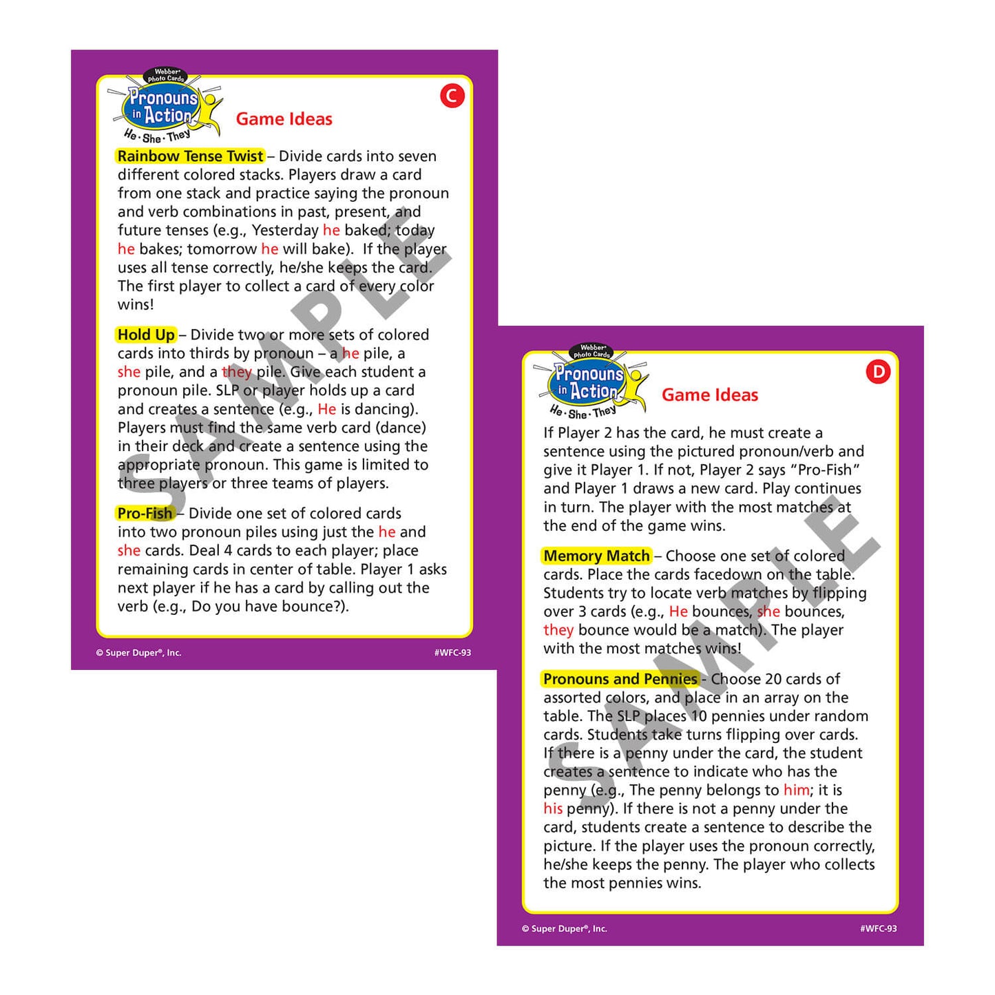 Webber Photo Cards Pronouns in Action