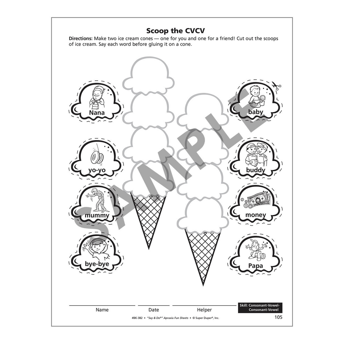 Say and Do Apraxia Fun Sheets