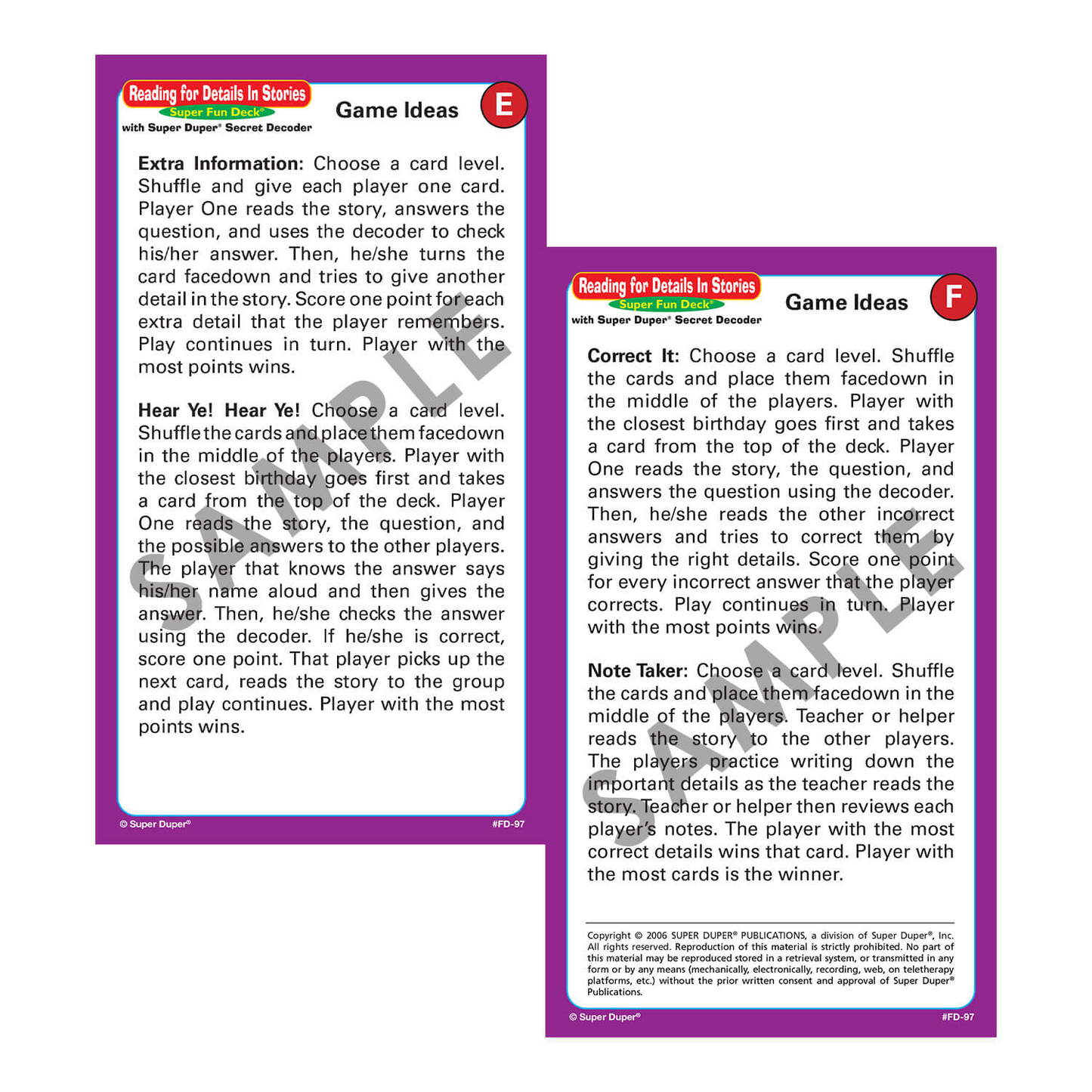 Reading for Details in Stories Super Fun Deck