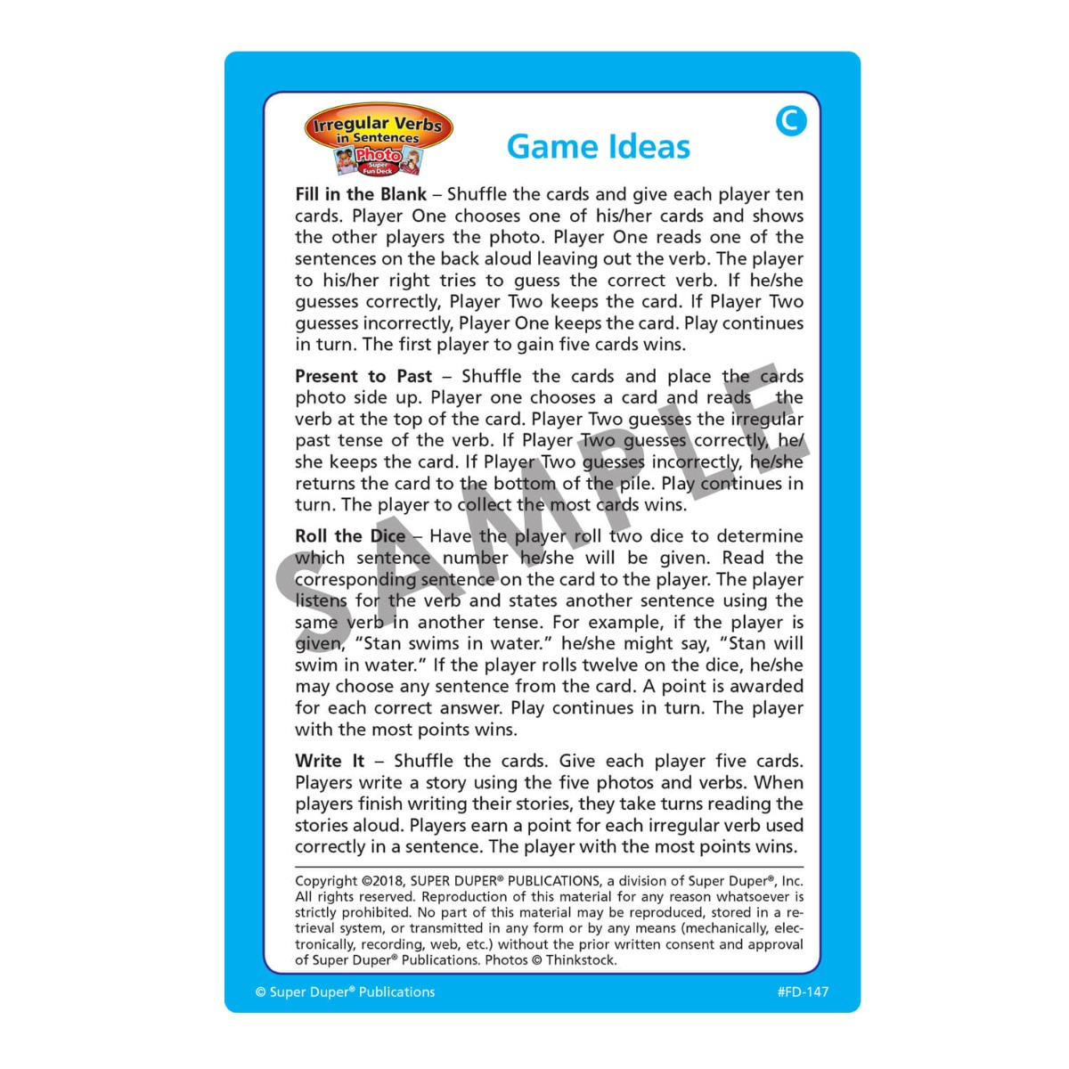 Irregular Verbs in Sentences Fun Deck